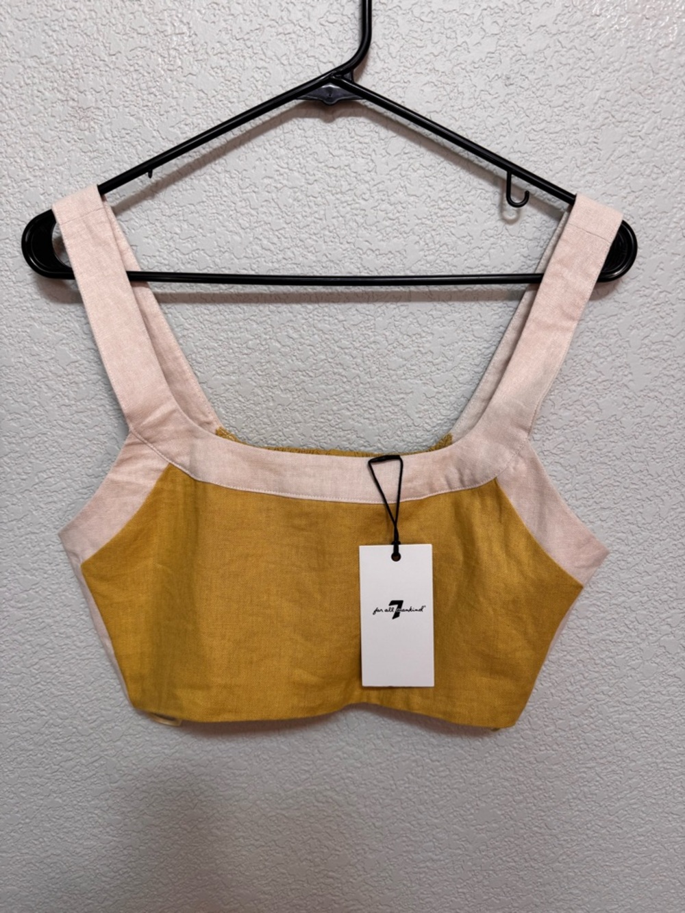 NWT 7 For All Mankind Linen Blend Cropped Tank Women’s S Ruched